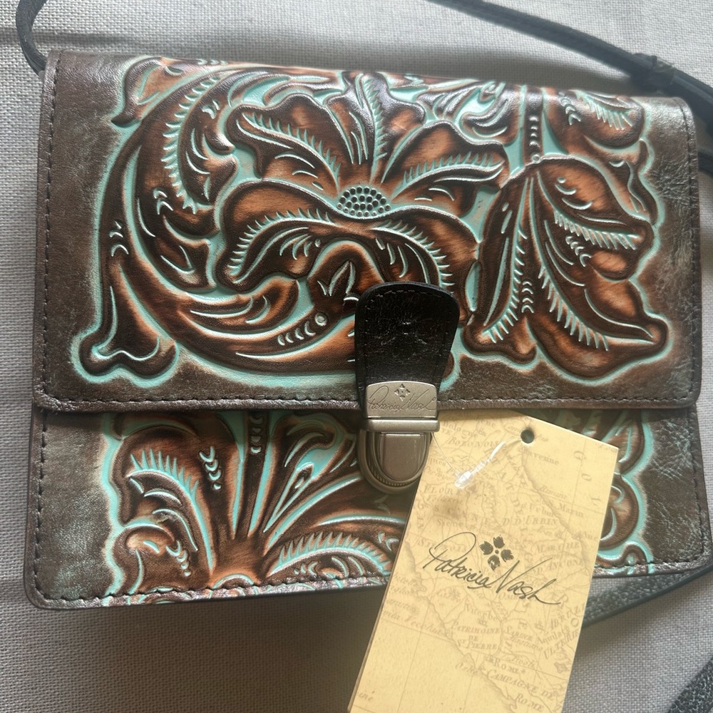 Patricia Nash Locri Tooled Leather Crossbody Purse - Picture 2 of 10